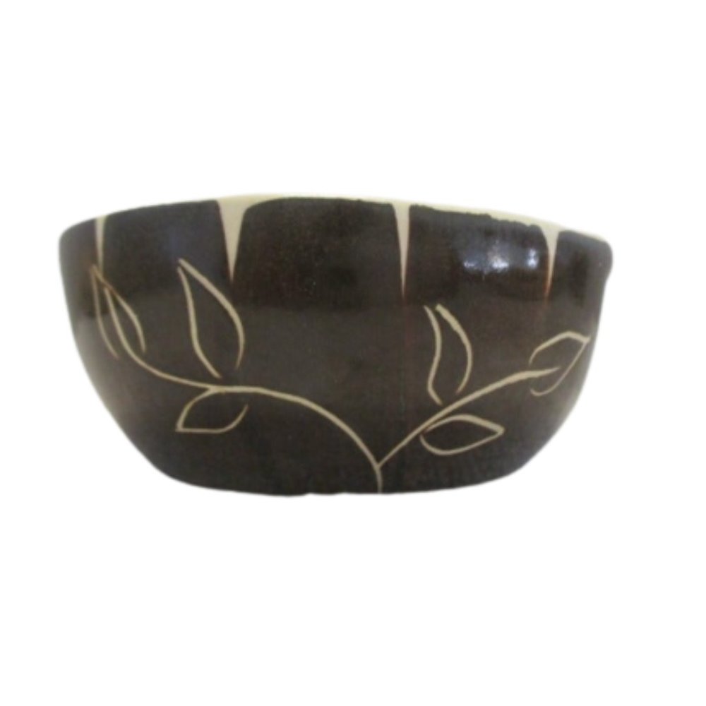 Rare Purinton Slip Ware "INTAGLIO" Serving Ceramic 4" Sauce / Fruit Bowl